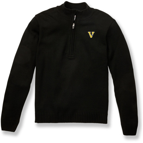 1/4 Zip Pullover Sweater with embroidered logo [NJ007-6556/SJV-BLACK]