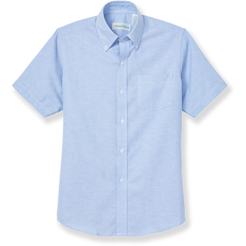 Short Sleeve Oxford Shirt with embroidered logo [TX016-OX-S ROL-BLUE]