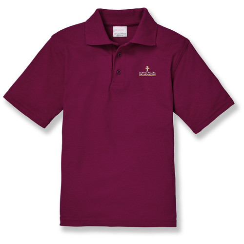 Short Sleeve Polo Shirt with embroidered logo [MD143-KNIT-SIG-MAROON]