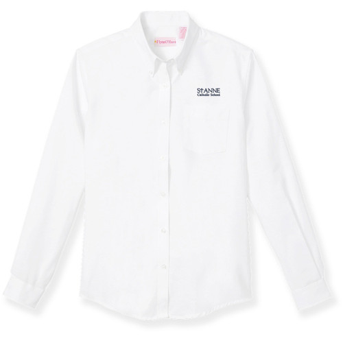 Long Sleeve Oxford Blouse with embroidered logo [TX108-OX/L AHT-WHITE]