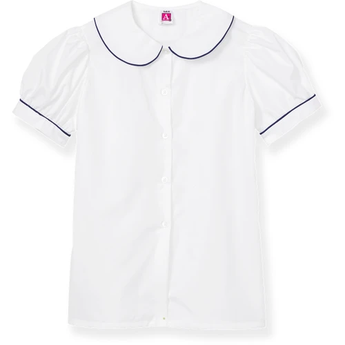 Short Sleeve Peterpan Collar Blouse [TX176-350P-WHITE/NV]