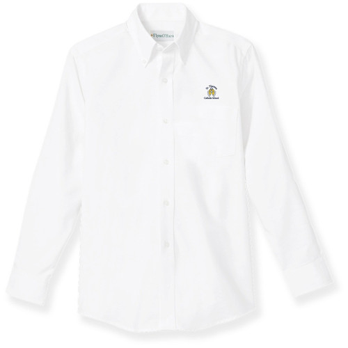 Long Sleeve Oxford Shirt with embroidered logo [TX176-OX-L THH-WHITE]