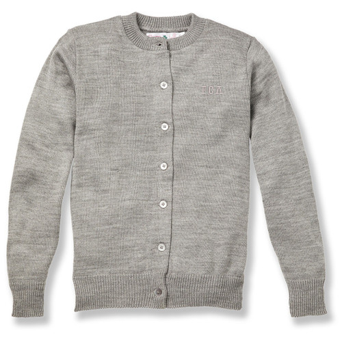 Crewneck Cardigan with embroidered logo [TX163-6000/FOU-HE GREY]