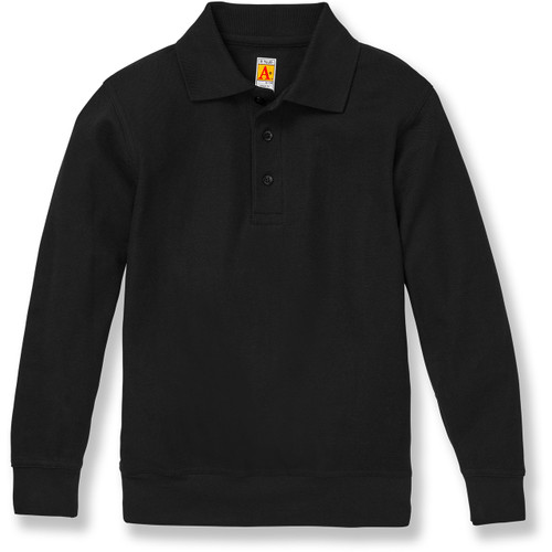 Long Sleeve Banded Bottom Polo Shirt with embroidered logo [PA070-9717/JPI-BLACK]