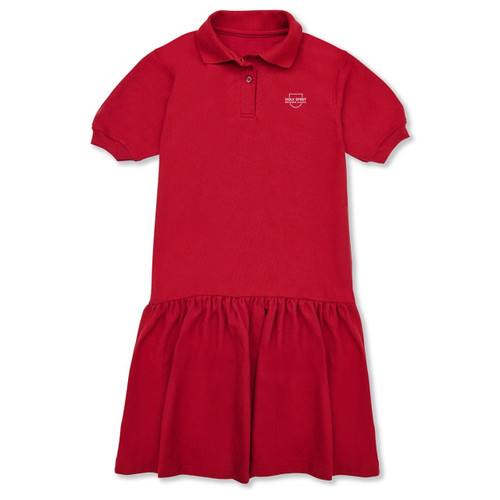 Short Sleeve Jersey Knit Dress with embroidered logo [TX180-7737-HSE-RED]