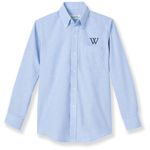 Long Sleeve Oxford Shirt with embroidered logo [GA041-OX-L WEA-BLUE]
