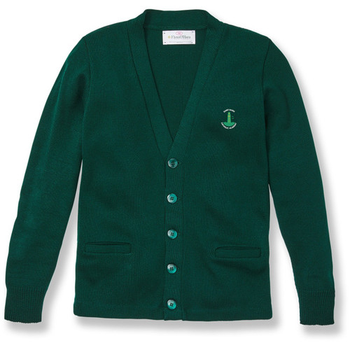 V-Neck Cardigan Sweater with embroidered logo [NY173-1001/MAK-GREEN]