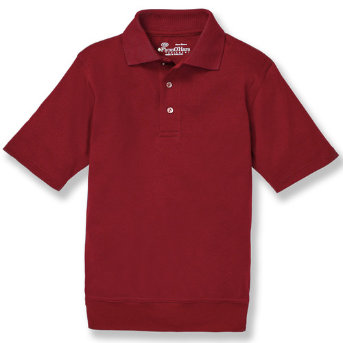 Short Sleeve Banded Bottom Polo Shirt with heat transferred logo [GA006-9711-CARDINAL]