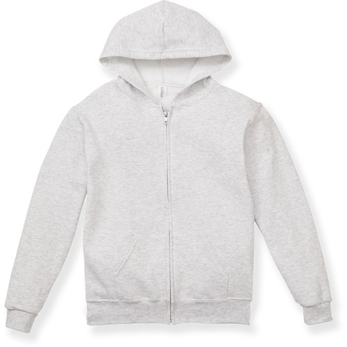 Full-Zip Hooded Sweatshirt with heat transferred logo [NY239-993/LIO-ASH]