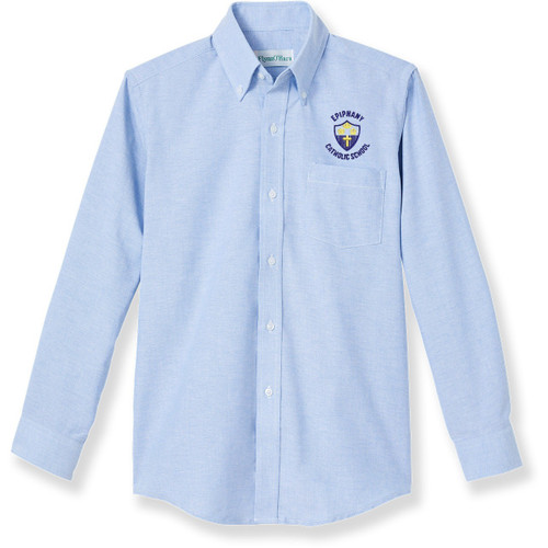 Long Sleeve Oxford Shirt with embroidered logo [FL032-OX-L EPI-BLUE]
