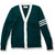 V-Neck Varsity Cardigan Sweater with school emblem [NY047-6354/HTH-GRN W/WH]