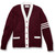 V-Neck Varsity Cardigan Sweater with heat transferred logo [NY191-3474/JBU-MRN W/WH]