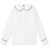 Long Sleeve Peterpan Collar Blouse with embroidered logo [GA026-351P-WHITE/NV]