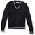 V-Neck Pullover Sweater with embroidered logo [PA125-6503-NVY W/WH]