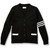 V-Neck Varsity Cardigan Sweater [AK009-3478-BLK/WHT]