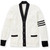 V-Neck Varsity Cardigan Sweater [AK021-3471-WHITE/NV]