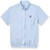 Short Sleeve Banded Bottom Oxford Blouse with embroidered logo [IL002-880-BEN-BLUE]