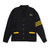 V-Neck Varsity Cardigan Sweater with embroidered logo [DE174-3479/PAW-BK W/GD]