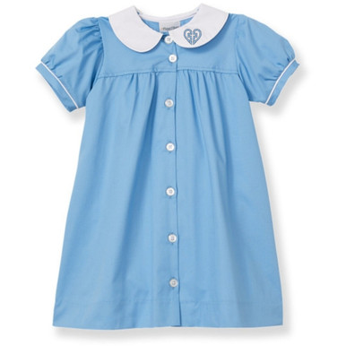 Peter Pan Collared Dress w/Piping with embroidered logo [TX011-1013-4DA-LT  BLUE] - FlynnO'Hara Uniforms