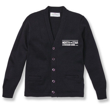V-Neck Cardigan Sweater with embroidered logo [NJ758-1001/NSN-NAVY