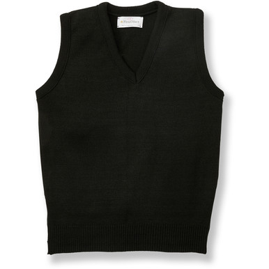V-Neck Sweater Vest with school emblem [TX048-6600/TLA-BLACK