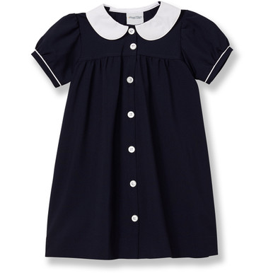 black dress white peter pan collar White Peter Pan Collar Long Sleeve Fake Two Piece Little Black Dress, White / M
