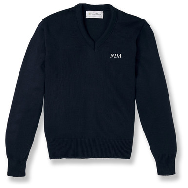mahf Vネック V-Neck Pullover Sweater with embroidered logo [NY042-6500/NDH-NAVY