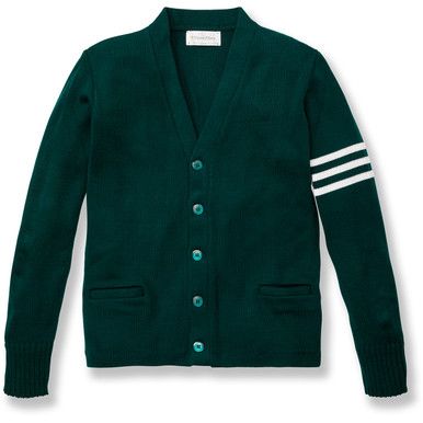 V-Neck Varsity Cardigan Sweater with embroidered logo [NJ028-3461