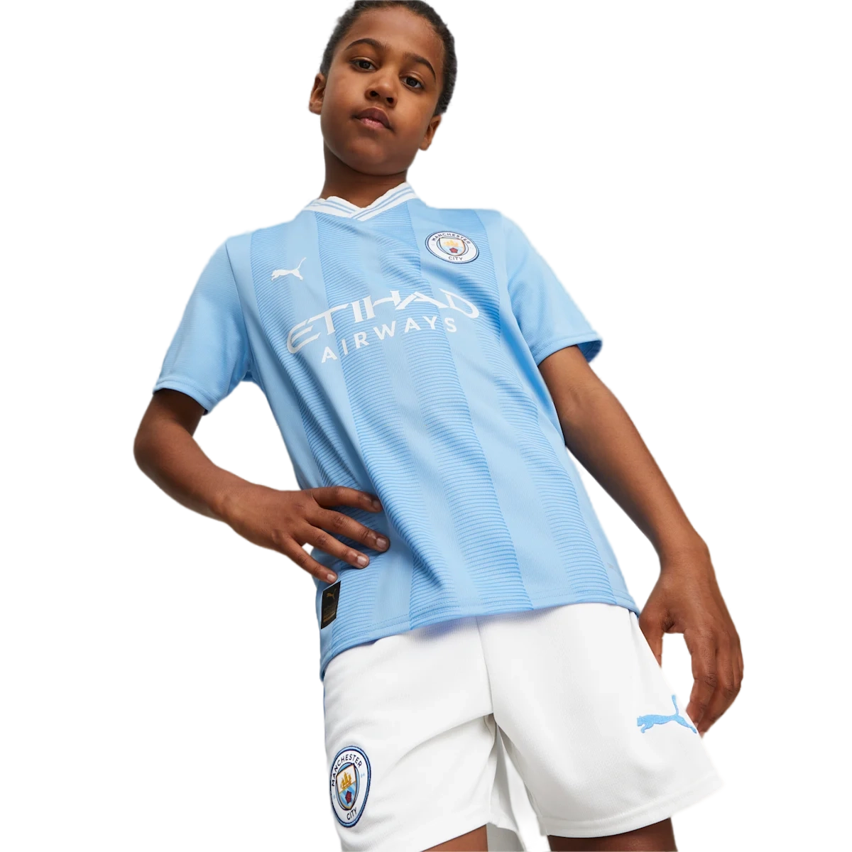 Manchester City 23/24 Kid's Home Shirt and Shorts