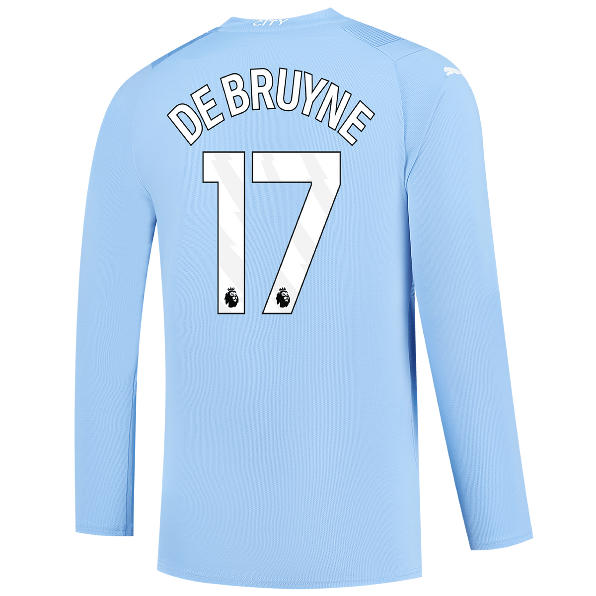 DE BRUYNE #17 Manchester City 23/24 Men's Home Long Sleeve Shirt - PL Font