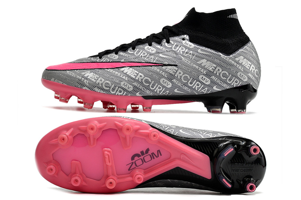 Nike Air Zoom Mercurial Superfly 9 Elite AG Football Boots - Gray/Pink/Black