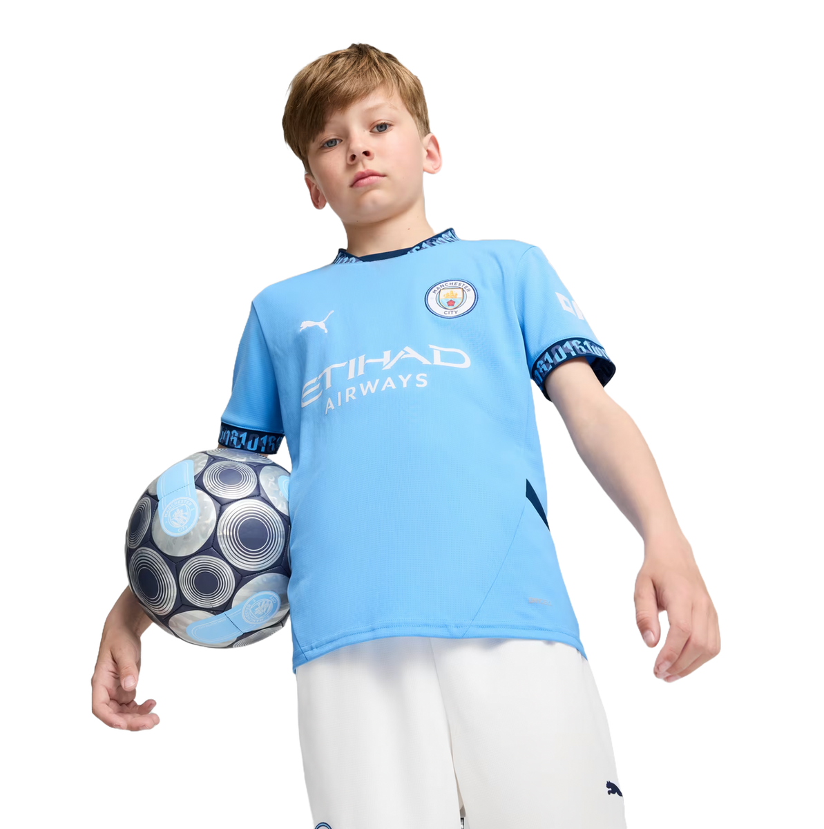 DE BRUYNE #17 Manchester City 24/25 Kid's Home Shirt and Shorts - Man City Font