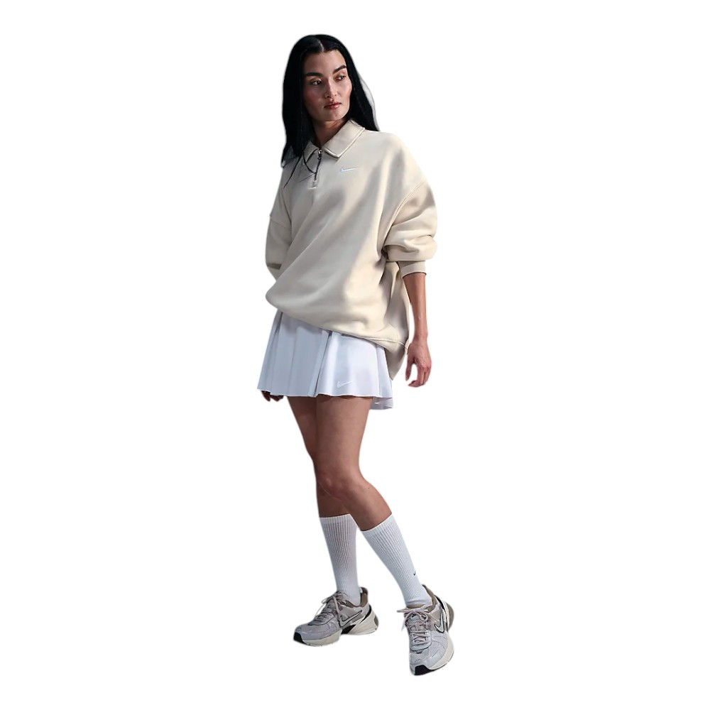 Nike Women's Beige Oversized Short-Zip Fleece