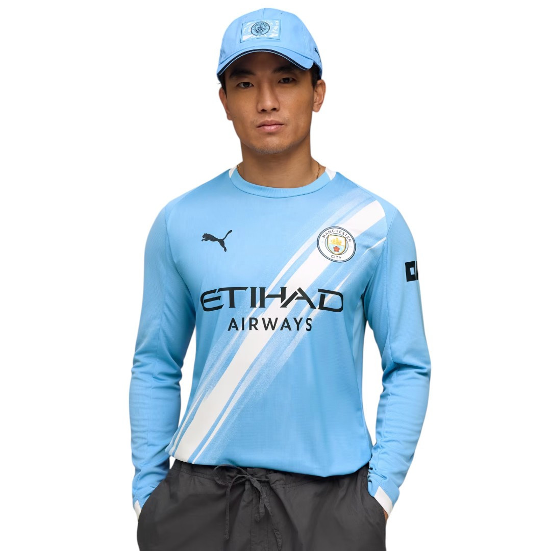 HAALAND #9 Manchester City 25/26 Men's Home Long Sleeve Shirt - City Font