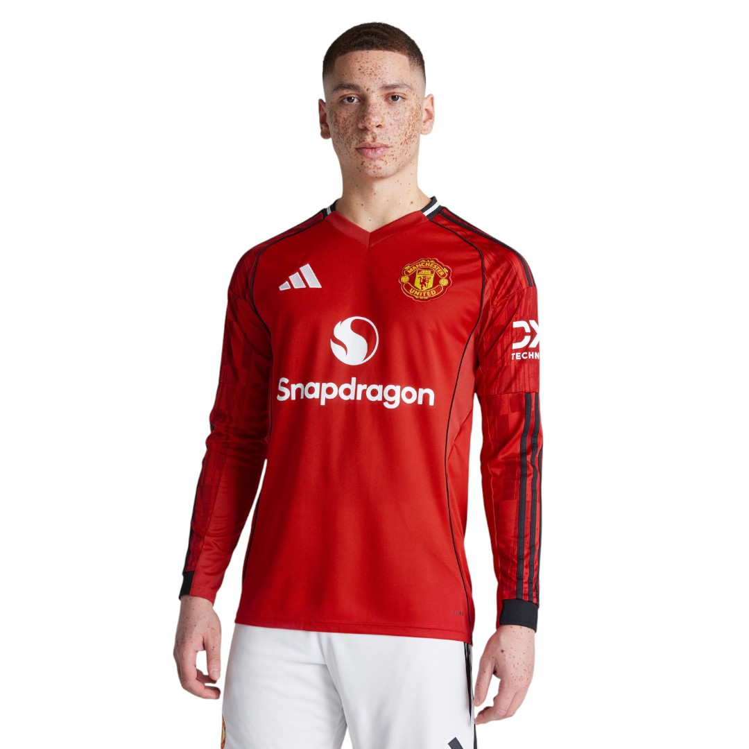 B.FERNANDES #8 Manchester United 25/26 Men's Home Long Sleeve Shirt - PL Font