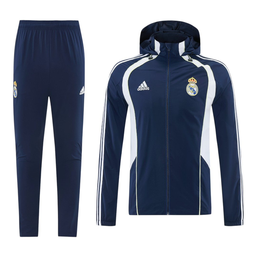 Real Madrid 25/26 Men's Navy Long Zip Windbreaker