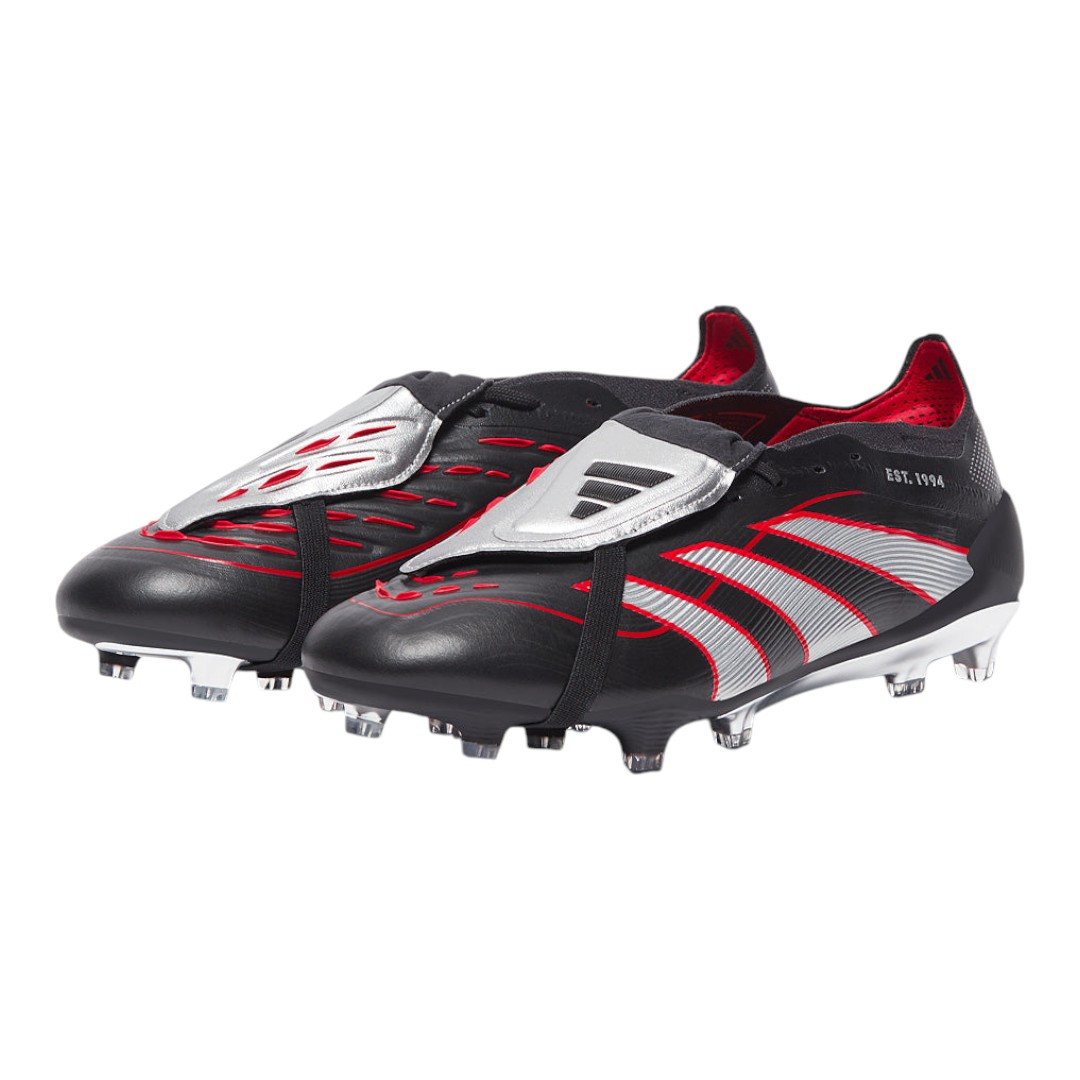 Predator Elite Leather FG Fold-Over Tongue - Black/Silver/Red