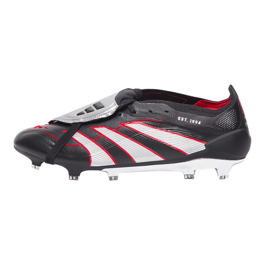 Predator Elite Leather FG Fold-Over Tongue - Black/Silver/Red