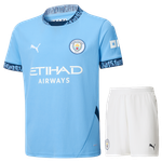 Manchester City 24/25 Kid's Home Shirt and Shorts
