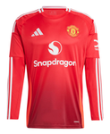B.FERNANDES #8 Manchester United 24/25 Men's Home Long Sleeve Shirt - Man United Font