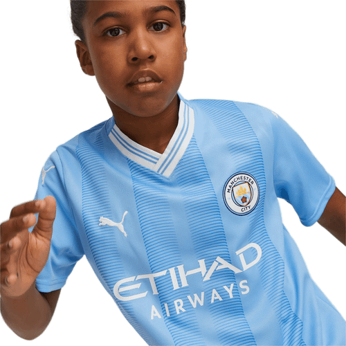 DE BRUYNE #17 Manchester City 23/24 Kid's Home Shirt and Shorts - PL Font