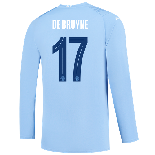 DE BRUYNE #17 Manchester City 23/24 Men's Home Long Sleeve Shirt - Man City Font