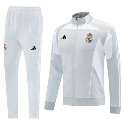 Real Madrid 25/26 Men's Gray Long Zip Jacket