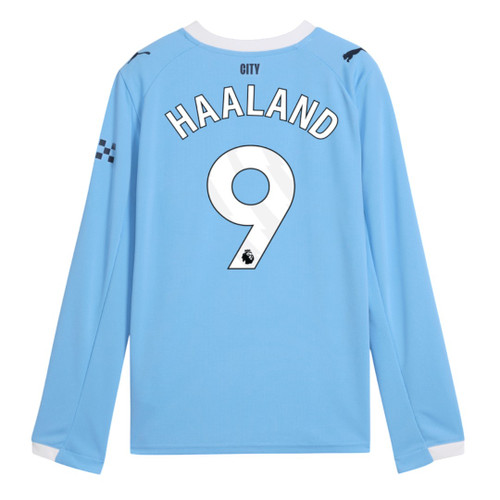 HAALAND #9 Manchester City 25/26 Men's Home Long Sleeve Shirt - PL Font