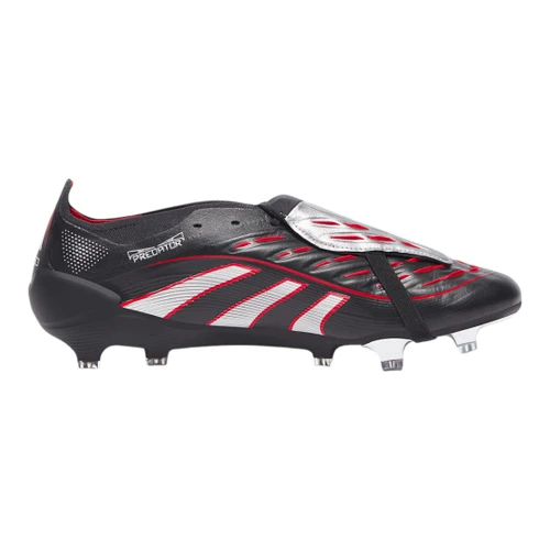 Predator Elite Leather FG Fold-Over Tongue - Black/Silver/Red