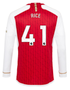 RICE #41 Arsenal 23/24 Men's Home Long Sleeve Shirt - PL Font