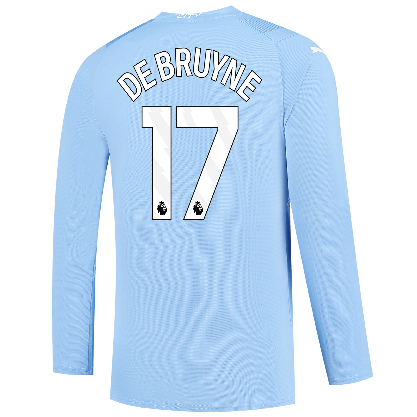 DE BRUYNE #17 Manchester City 23/24 Men's Home Long Sleeve Shirt - PL Font