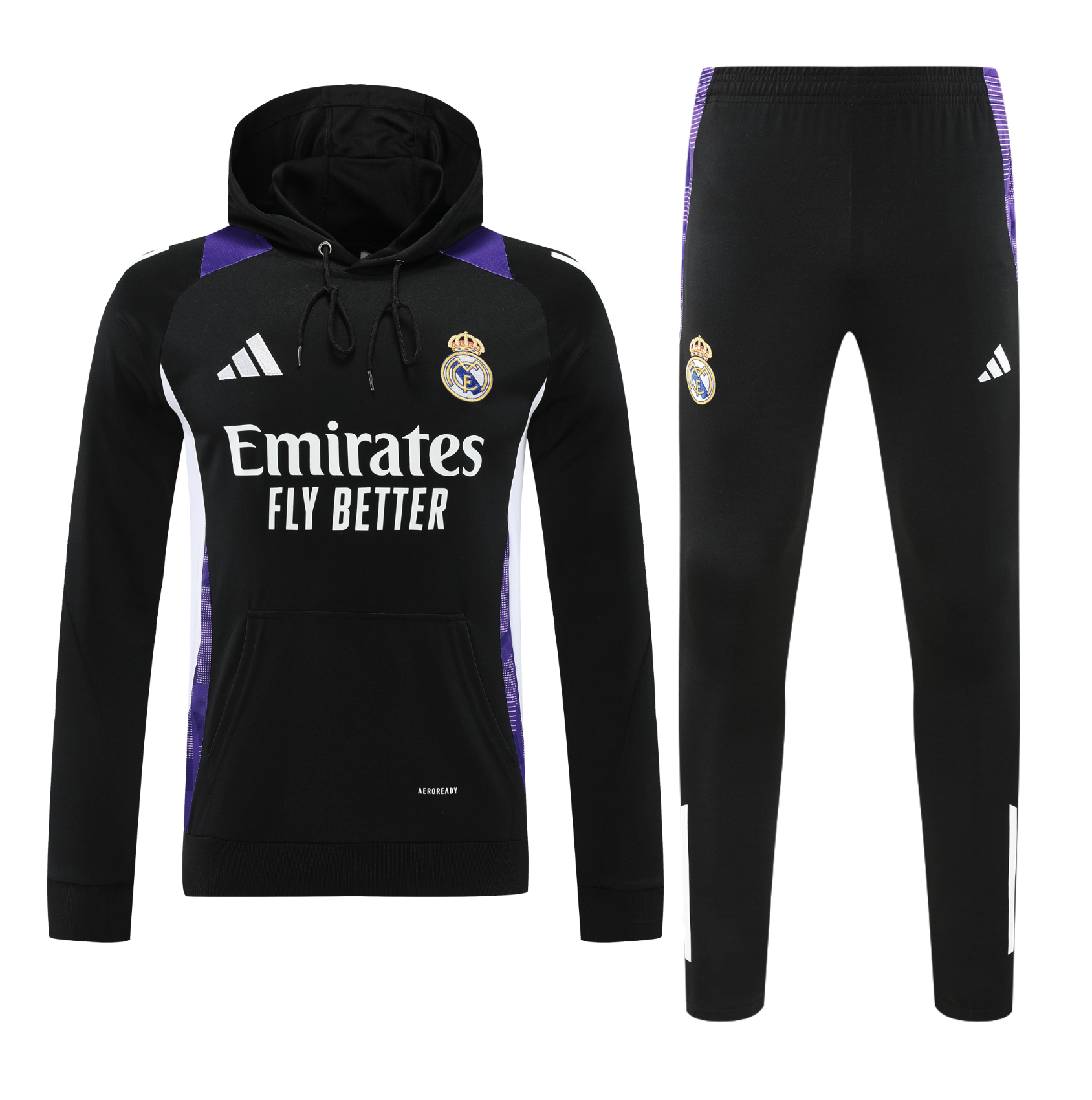 Real Madrid 24/25 Men's Black-Purple Hoodie Tracksuit