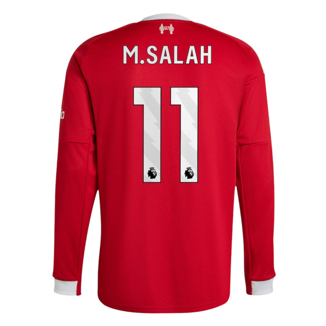 M.SALAH #11 Liverpool 25/26 Men's Home Long Sleeve Shirt - PL Font
