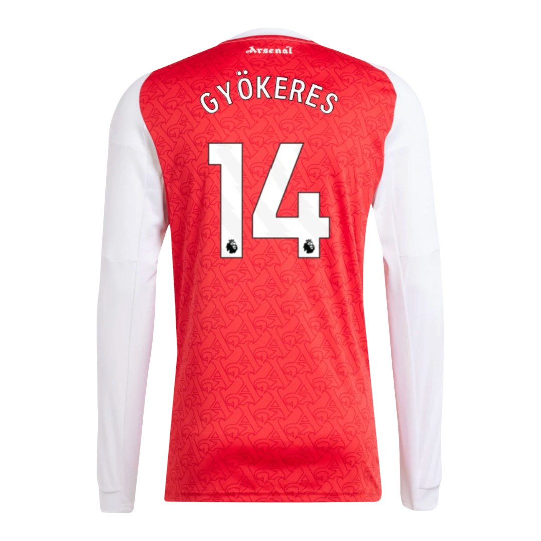 GYÖKERES #14 Arsenal 25/26 Men's Home Long Sleeve Shirt - PL Font